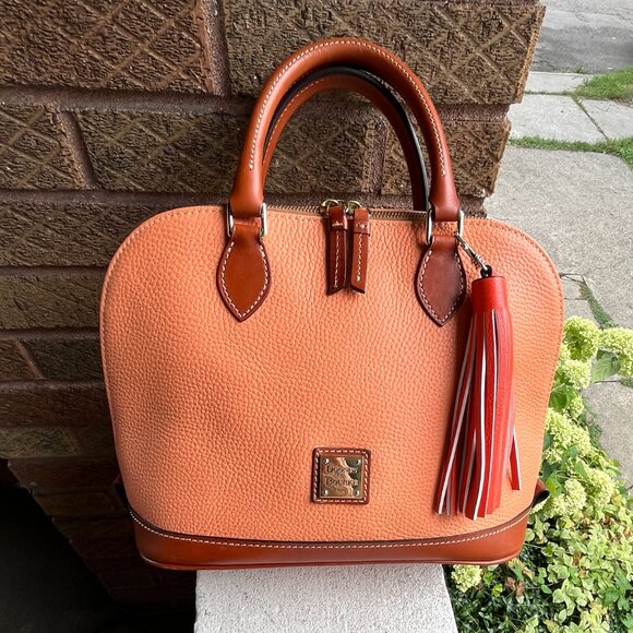 Lot DOONEY & BOURKE Apricot Coral Zip Zip Satchel Large Frame Coin Purse Wallet - Picture 13 of 14